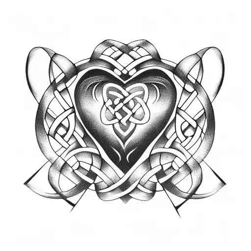 Celtic Knot, heart, roses,  tattoo design idea