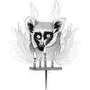 A captivating photograph of a lemur surrounded by flickering candle flames tattoo design idea