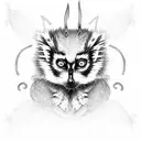 A captivating photograph of a lemur surrounded by flickering candle flames tattoo design idea