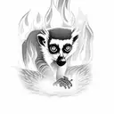A captivating photograph of a lemur surrounded by flickering candle flames tattoo design idea