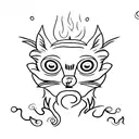 A captivating photograph of a lemur surrounded by flickering candle flames tattoo design idea