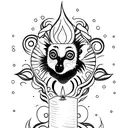A captivating photograph of a lemur surrounded by flickering candle flames tattoo design idea