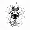 A captivating photograph of a lemur surrounded by flickering candle flames tattoo design idea