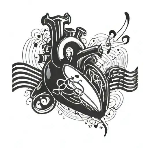 jojos heart shape with persona music notes floating tattoo design idea