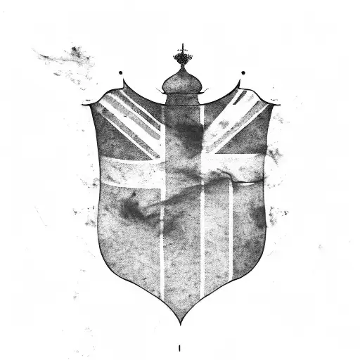 big ben + union jack flag draping tattoo design idea