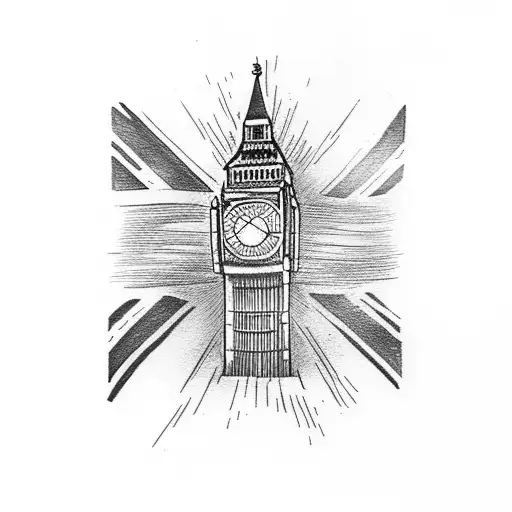 union jack big ben tattoo design idea