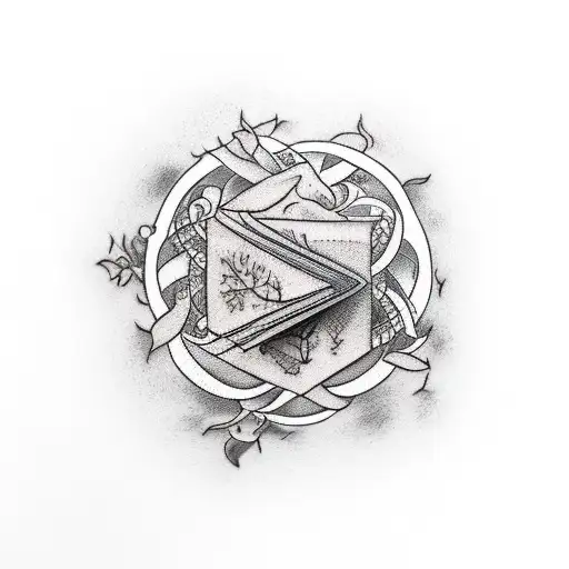 stack books vines tattoo design idea