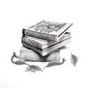 stack books vines tattoo design idea