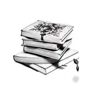 stack books vines tattoo design idea