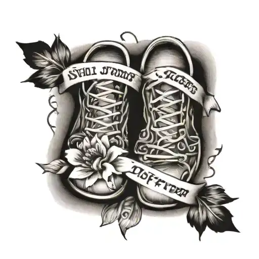 Text "small steps" then a footprint then Text "Take tomorrow as it comes" tattoo design idea