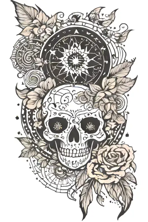 boho hippie celestial tattoo design idea