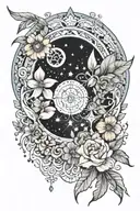 boho hippie celestial tattoo design idea