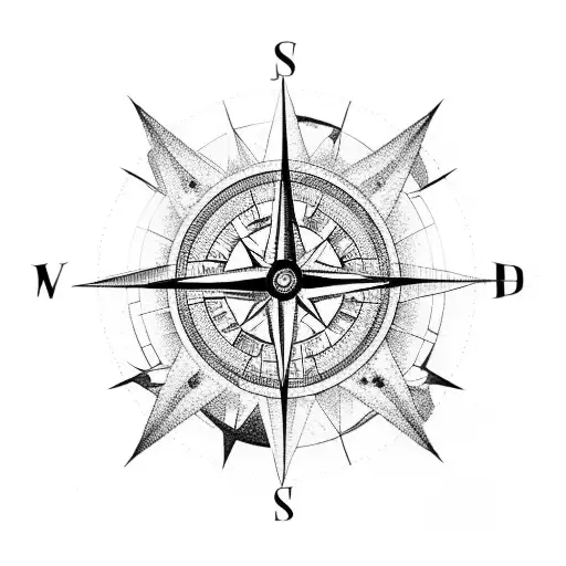 A compass made of rocks and minerals tattoo design idea