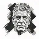 Anthony bourdain face abstract representation tattoo design idea