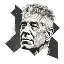 Anthony bourdain face abstract representation tattoo design idea