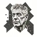 Anthony bourdain face abstract representation tattoo design idea