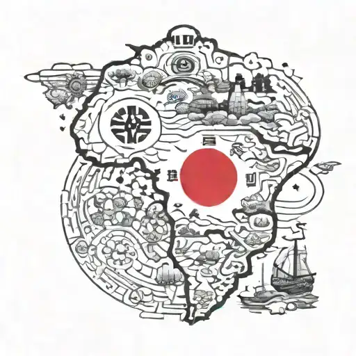 A map of Africa and inside the map the flag of Korea   tattoo design idea