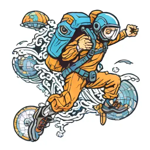 A skydiving scene with a computer game theme integrated into the design tattoo design idea