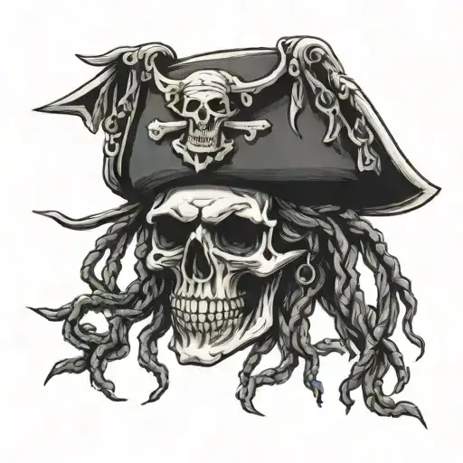 pirate skull with dreads tattoo design idea