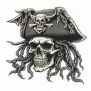 pirate skull with dreads tattoo design idea