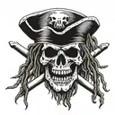 pirate skull with dreads tattoo design idea