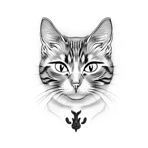 Black and white cat tattoo design idea