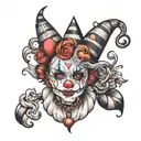 girly clown  tattoo design idea