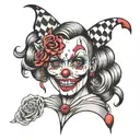 girly clown  tattoo design idea