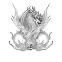 Dragon pheonix mechanical arm sleve tattoo design idea