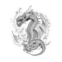 Dragon pheonix mechanical arm sleve tattoo design idea