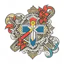 a cross with a Filipino flag in middle tattoo design idea