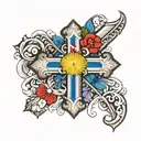 a cross with a Filipino flag in middle tattoo design idea