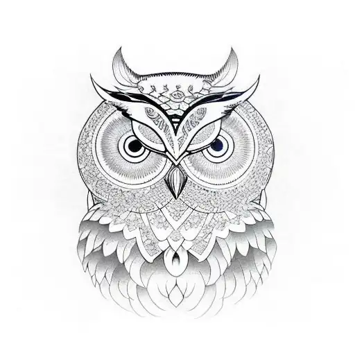 Owl geometrical  tattoo design idea
