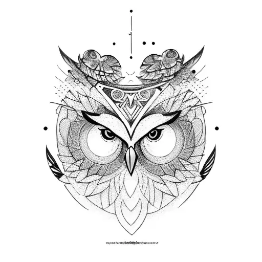 Owl geometrical  tattoo design idea