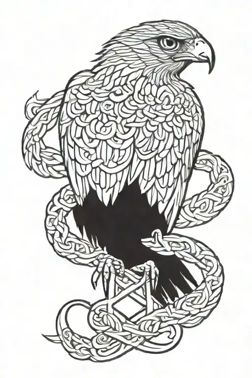 polish falcon Irish cross intertwined tattoo design idea