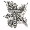 cross with psalm 23:4 bold written underneath and says I will fear no evil tattoo design idea