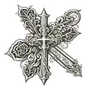 cross with psalm 23:4 bold written underneath and says I will fear no evil tattoo design idea