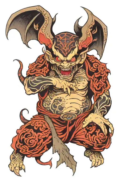 demon half angel tattoo design idea