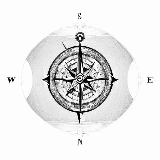 compass with broken hour glass and clock tattoo design idea