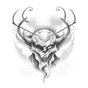 A devil playing with fire in a dark and mysterious forest tattoo design idea