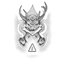 A devil playing with fire in a dark and mysterious forest tattoo design idea