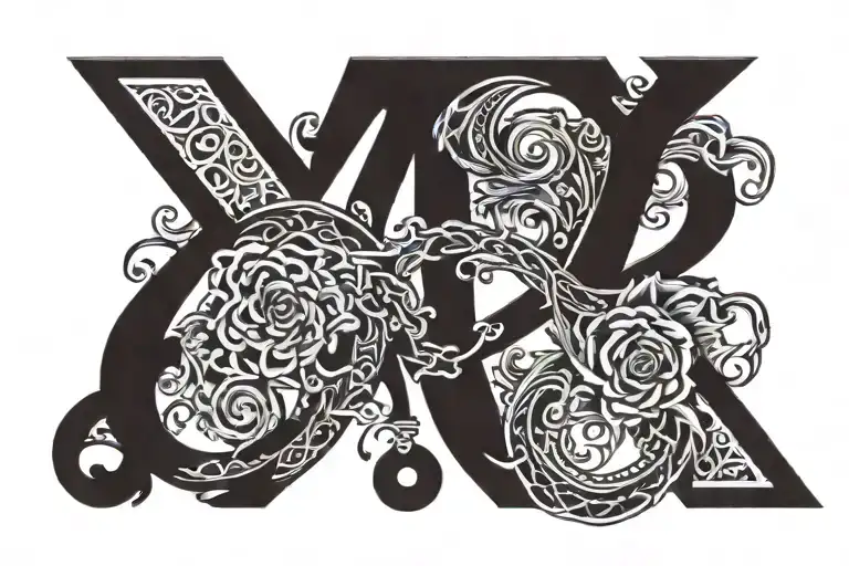 143 and initials intertwined tattoo design idea