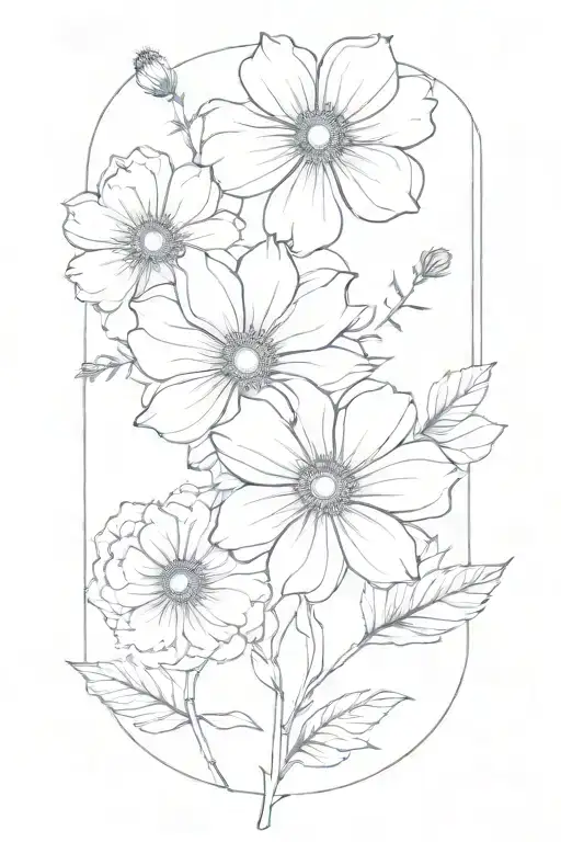 single cosmos flower tattoo design idea