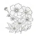 cosmos flower with stem growing together tattoo design idea