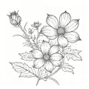 cosmos flower with stem growing together tattoo design idea