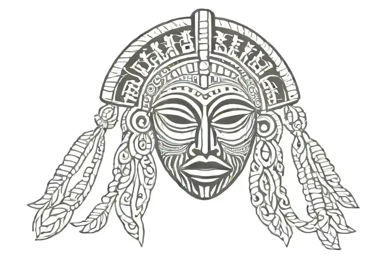 African tribal mask tattoo design idea