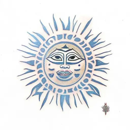 Filipino female tribal art including the Filipino sun, themes to include, strength, gratitude, and resilience tattoo design idea