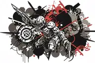 blitz from helluva boss battle scene tattoo design idea