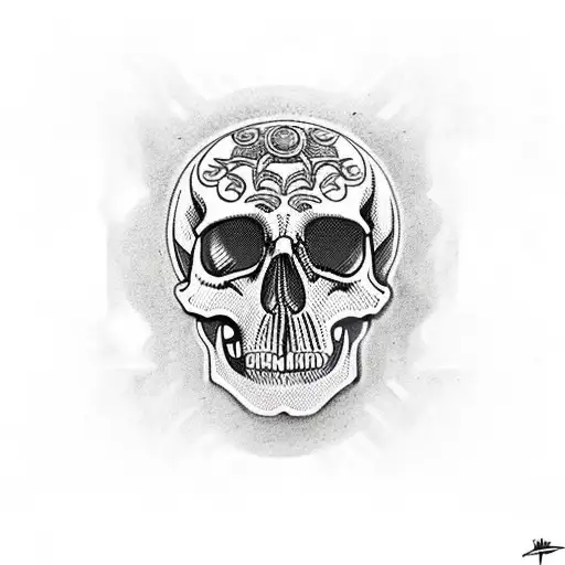 old school skull on vespa tattoo design idea