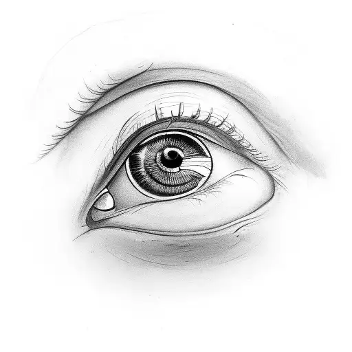 coffin with eye on lid with black and red colour tattoo design idea